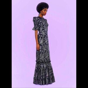 $3245 NWT The Vampire’s Wife ‘The Night Flight’ Gown in Ink Black and Silver